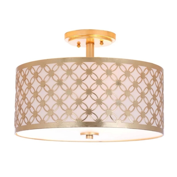 16" Inch Gold Semi Flush Mount Light Fixture By House Of Hamptons - New In Box - Picture 2 of 6